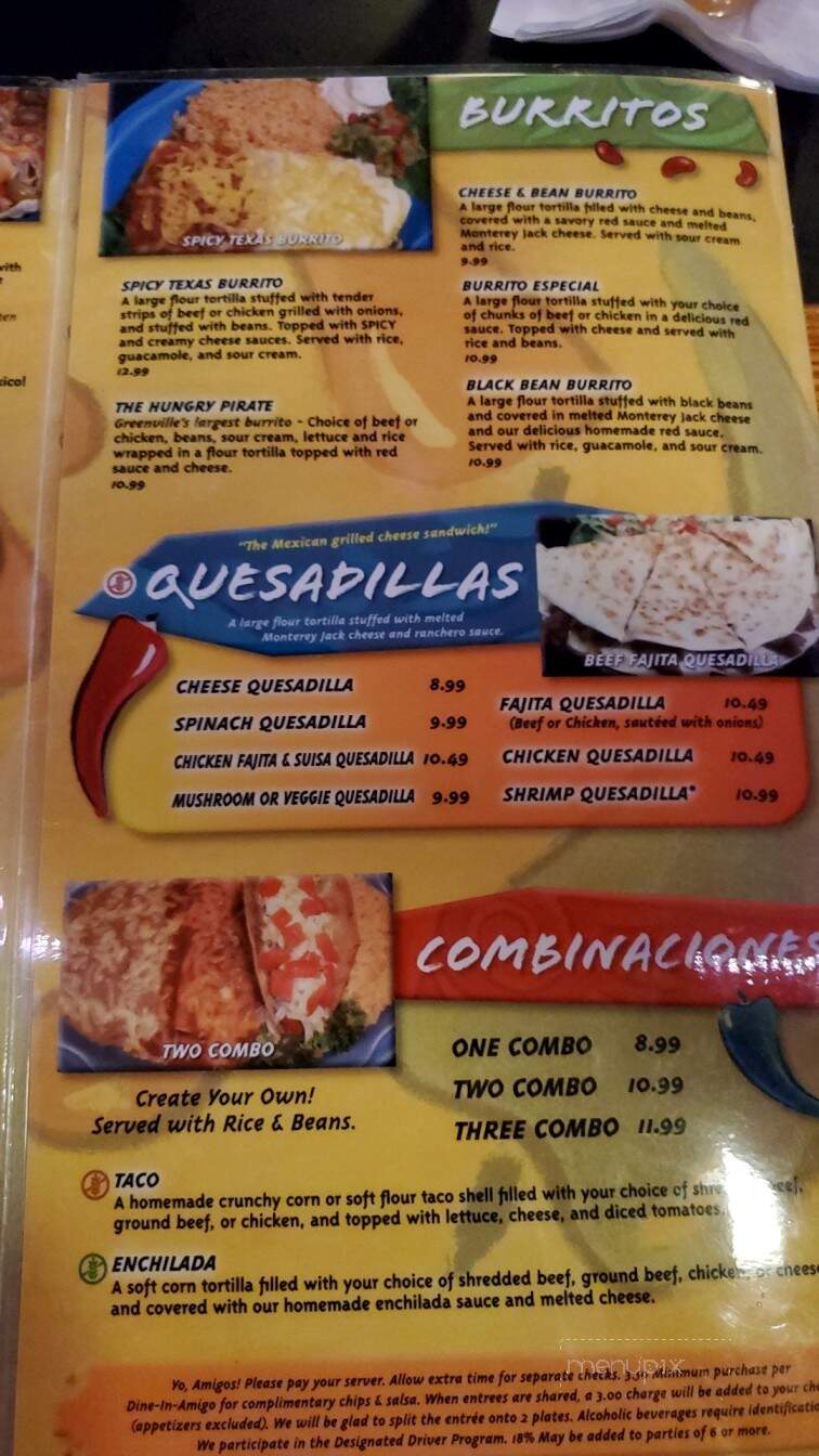 Chico's Mexican Restaurant - Greenville, NC menu_pic