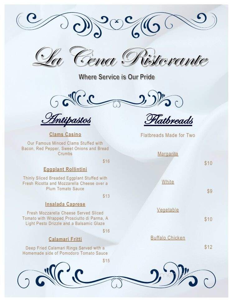 La Cena Restaurant - Bensalem, PA menu_pic