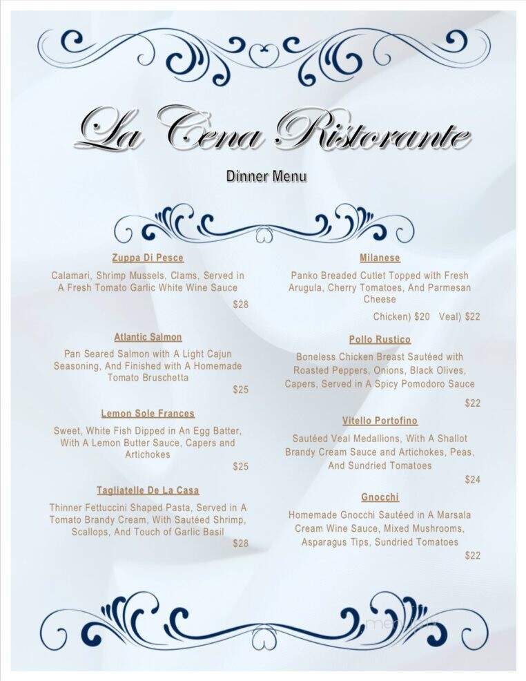 La Cena Restaurant - Bensalem, PA menu_pic