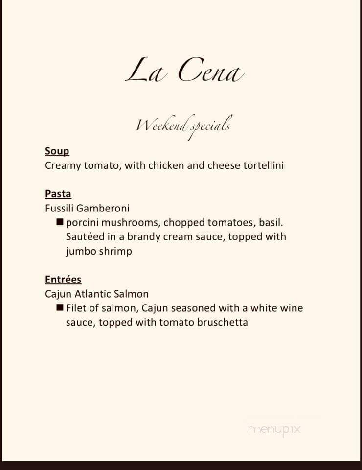 La Cena Restaurant - Bensalem, PA menu_pic
