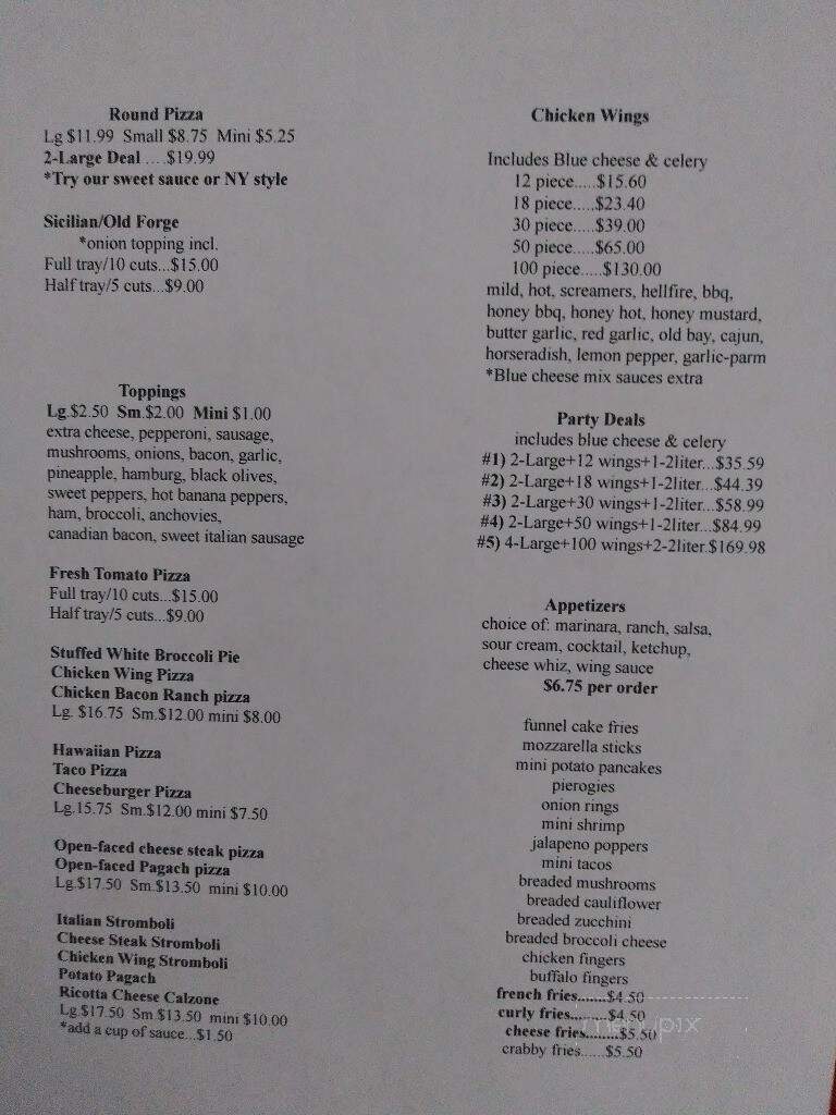 Top Notch Pizza - Sugar Notch, PA menu_pic
