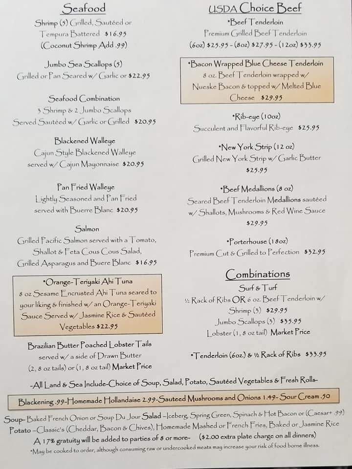 Classics Restaurant & Lounge - Shawano, WI menu_pic