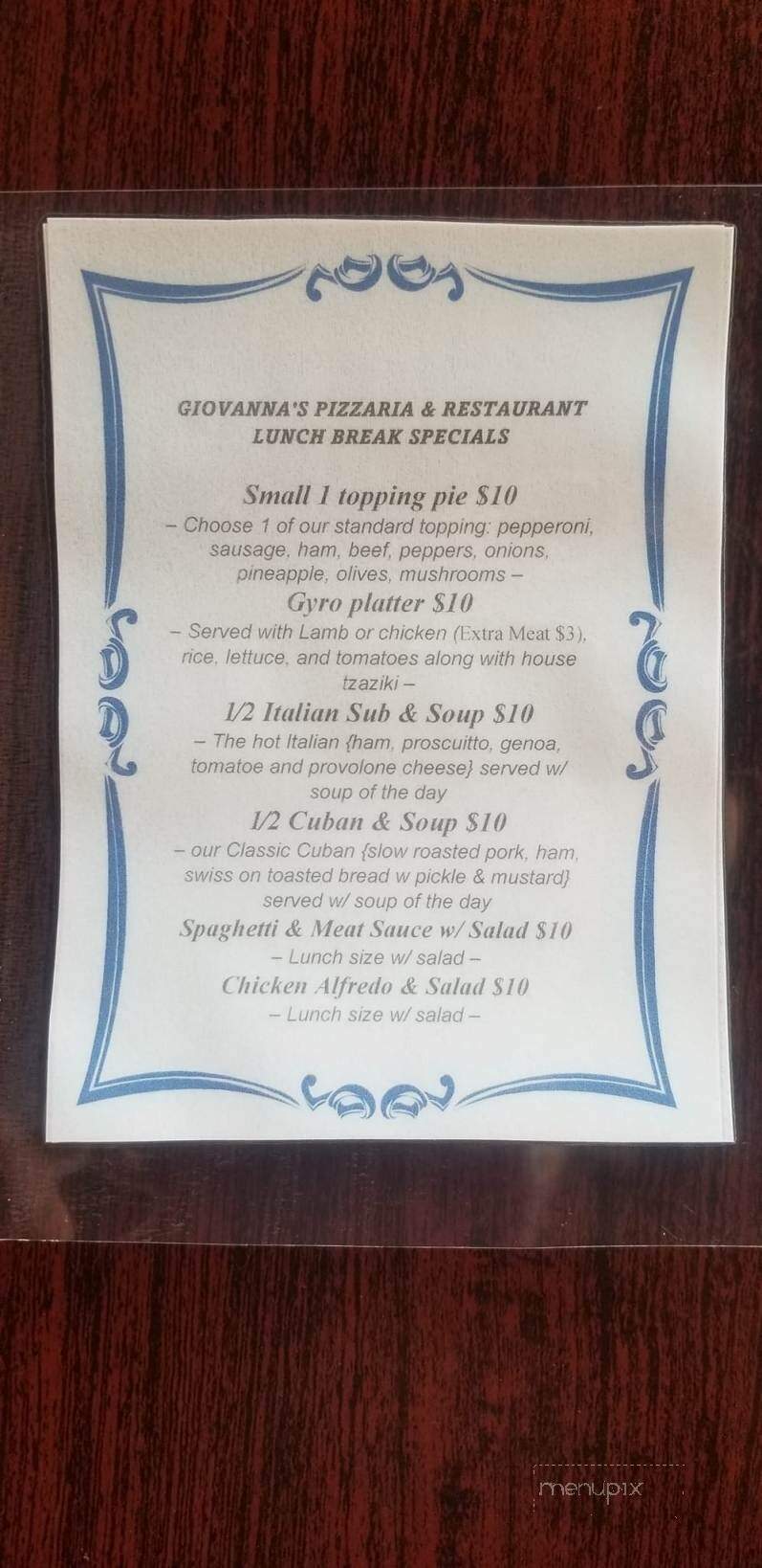 Giovanna's Ice Cream & Pizza - Phenix City, AL menu_pic