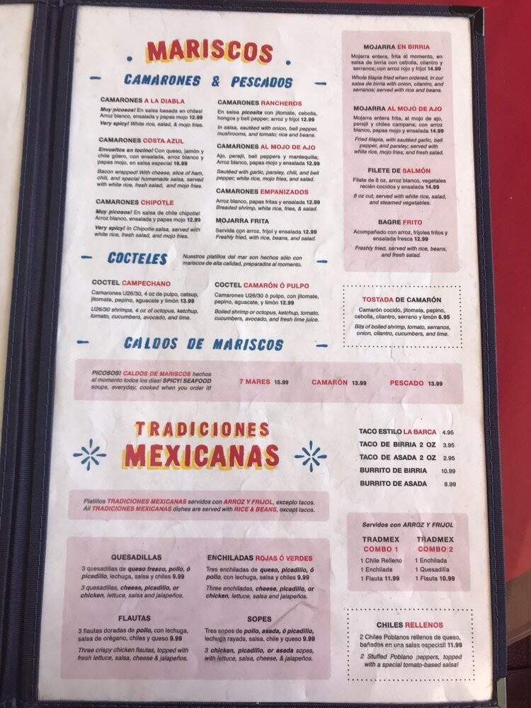 La Barca Jalisco Restaurant - Pico Rivera, CA menu_pic