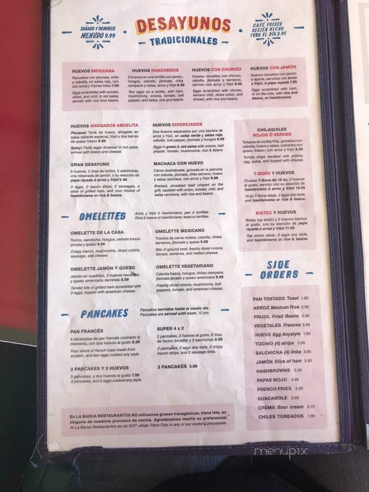 La Barca Jalisco Restaurant - Pico Rivera, CA menu_pic