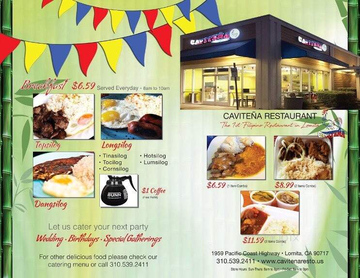 CAVITEnA Filipino Restaurant - Lomita, CA menu_pic