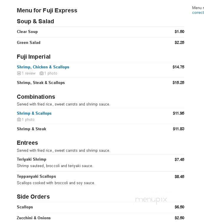 Fuji Express - Anderson, SC menu_pic