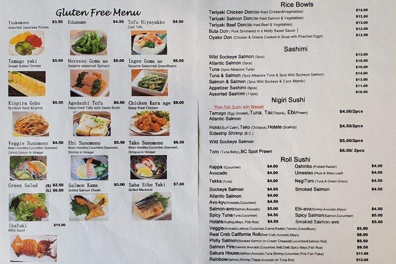 Sushi Sakura Japan - Parksville, BC menu_pic