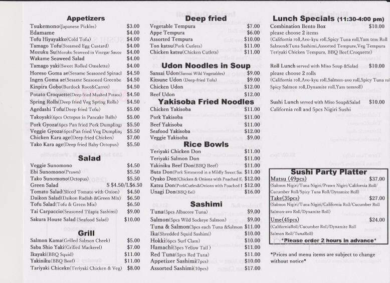 Sushi Sakura Japan - Parksville, BC menu_pic