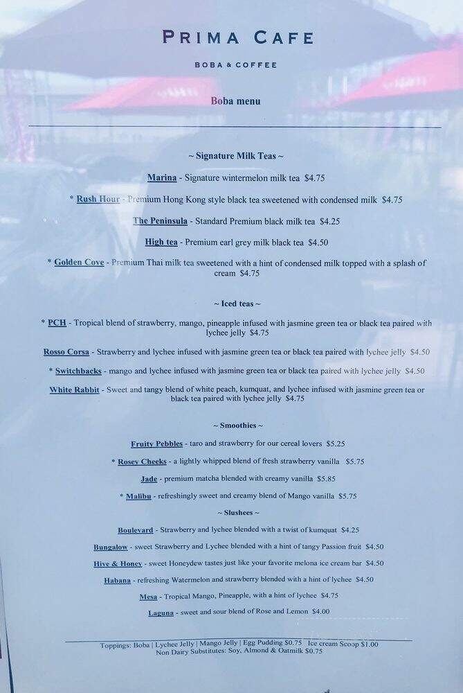 Prima Cafe - Lomita, CA menu_pic