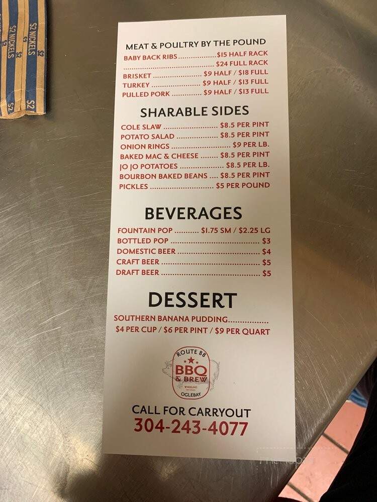 Route 88 BBQ & Brew - Wheeling, WV menu_pic