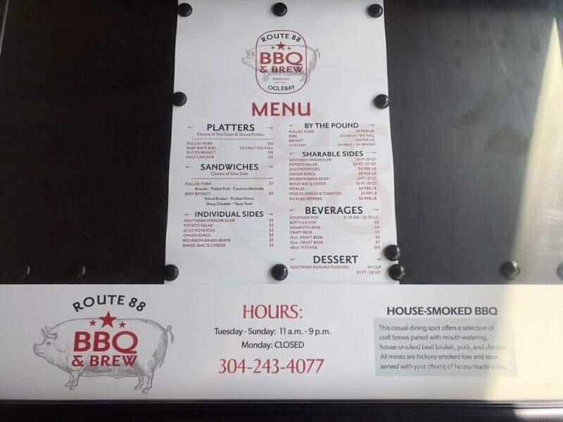 Route 88 BBQ & Brew - Wheeling, WV menu_pic
