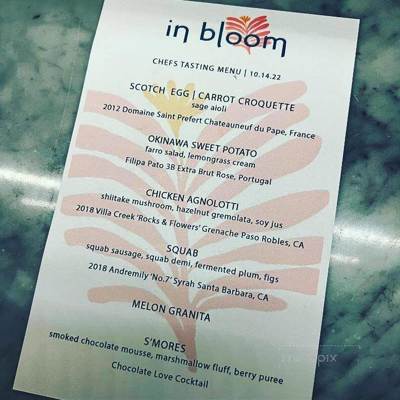 In Bloom - Paso Robles, CA menu_pic