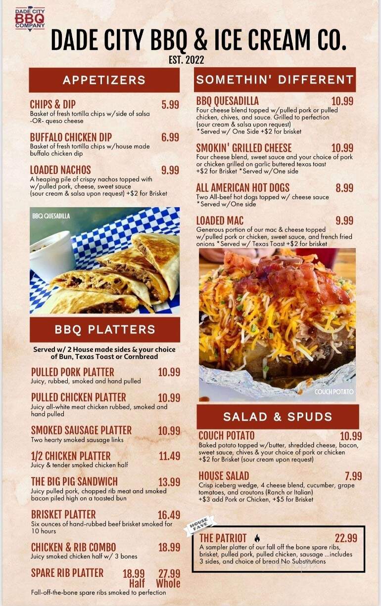 Dade City BBQ - Dade City, FL menu_pic
