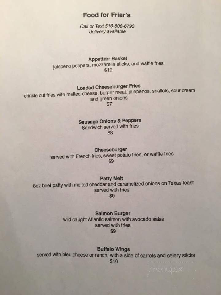 Friar's Tavern - Westbury, NY menu_pic
