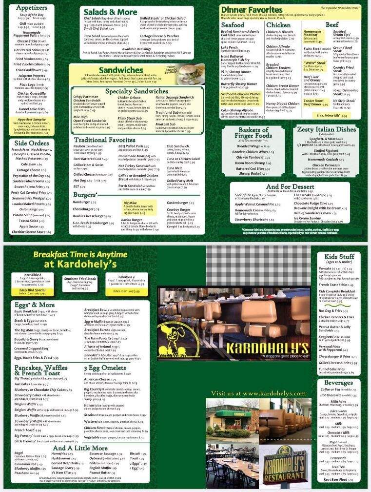 Kardohely's Family Restaurant - Ashtabula, OH menu_pic