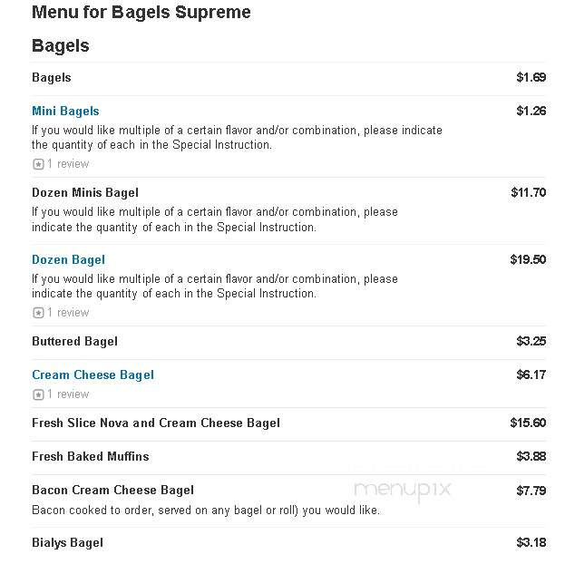 Colonia Supreme Bagels - Colonia, NJ menu_pic