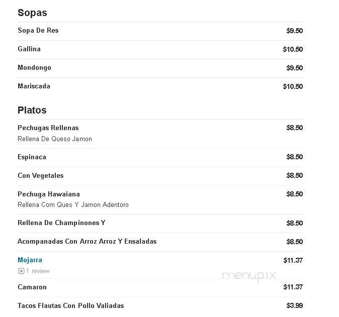 Restaurante y Pupuseria Morenita - Mendota, CA menu_pic