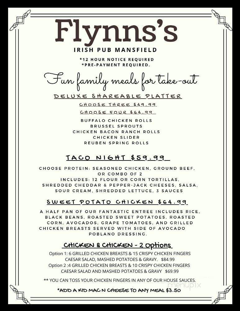 Flynn's Irish Pub - Mansfield, MA menu_pic