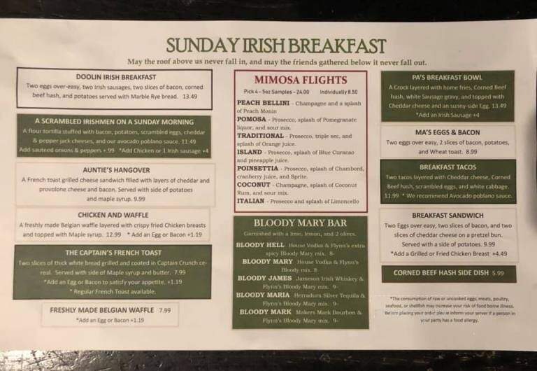 Flynn's Irish Pub - Mansfield, MA menu_pic