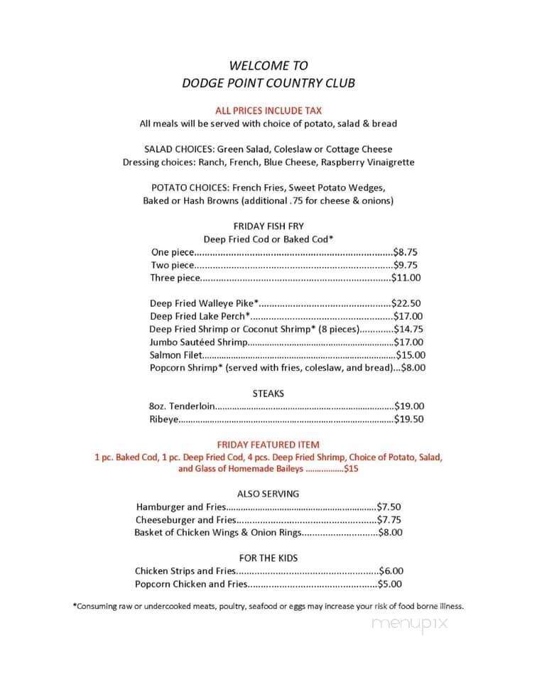 Dodge Point Country Club - Mineral Point, WI menu_pic