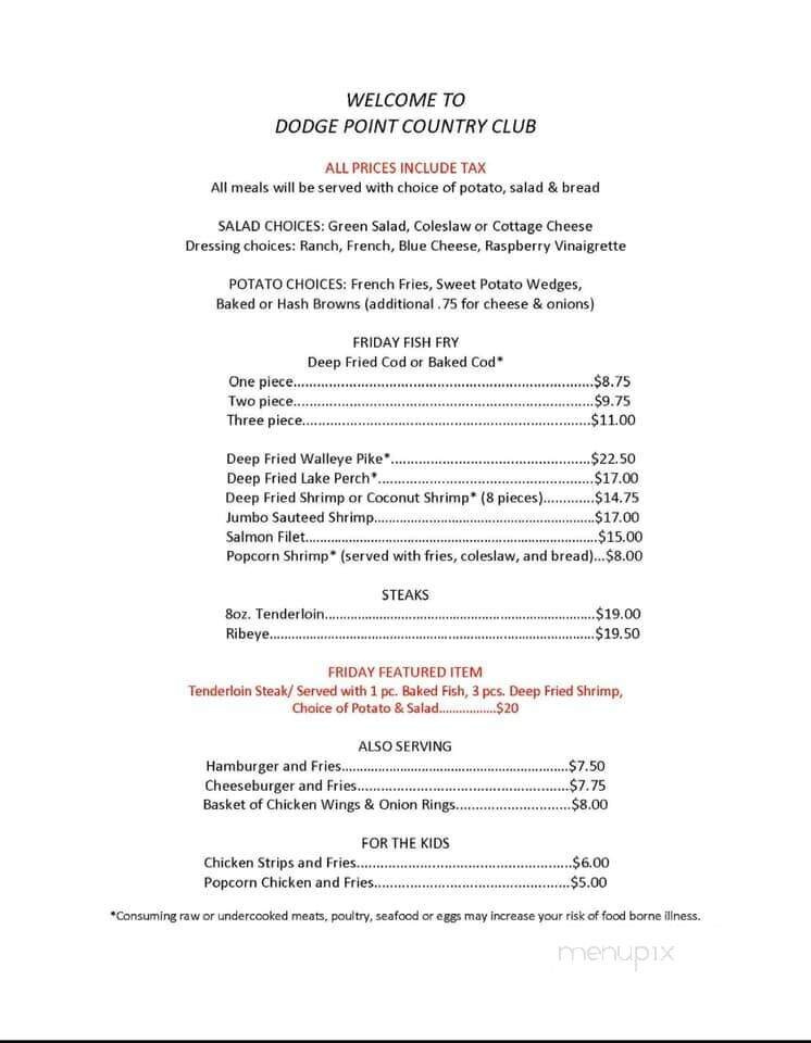 Dodge Point Country Club - Mineral Point, WI menu_pic