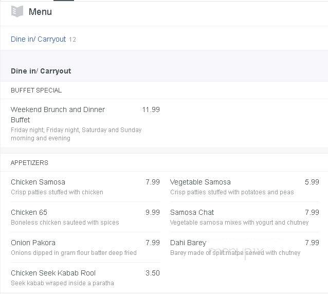 Lal Qila - Ballwin, MO menu_pic