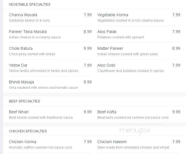 Lal Qila - Ballwin, MO menu_pic