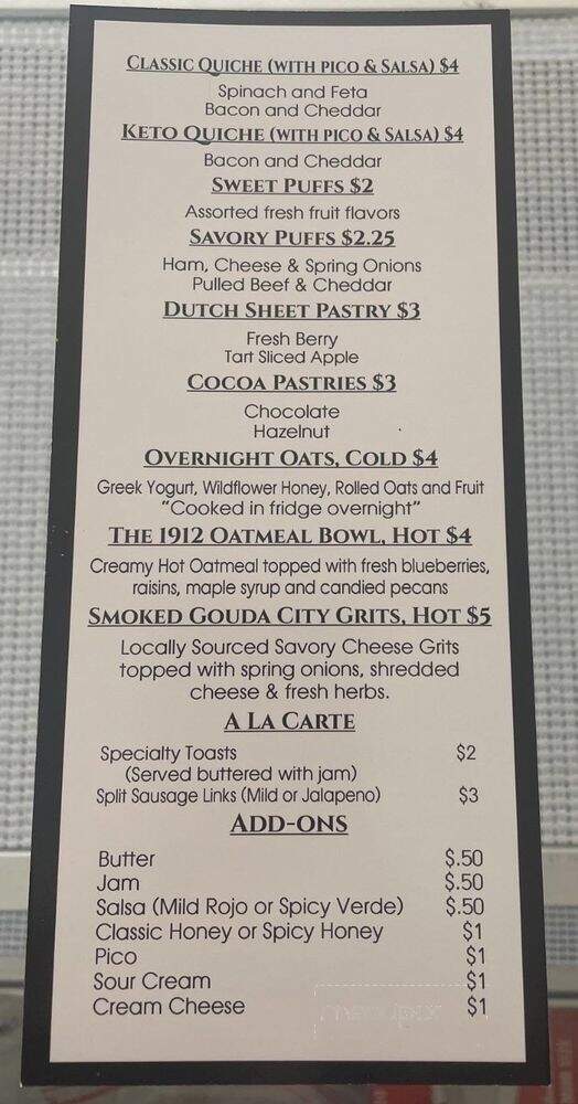 1912 Coffee and Bites - Marlin, TX menu_pic