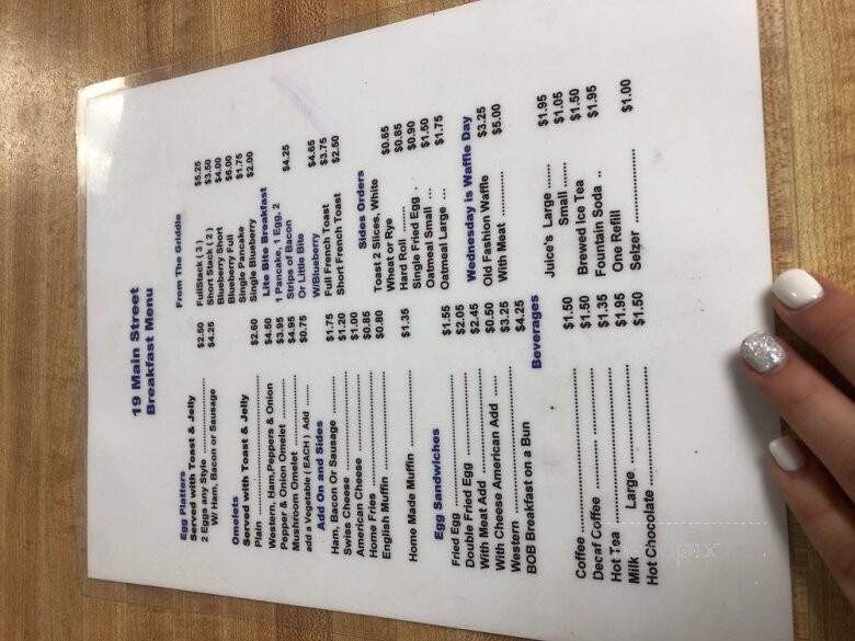 19 Main Street Luncheonette - Chester, NY menu_pic