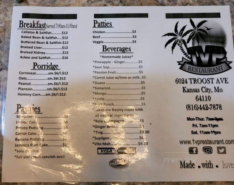 1VP Restaurant - Kansas City, MO menu_pic