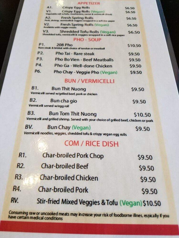 208 Pho & Vegan - Garden City, ID menu_pic