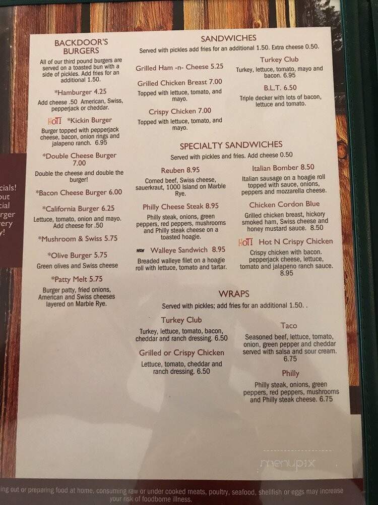 211 Club - Ladysmith, WI menu_pic