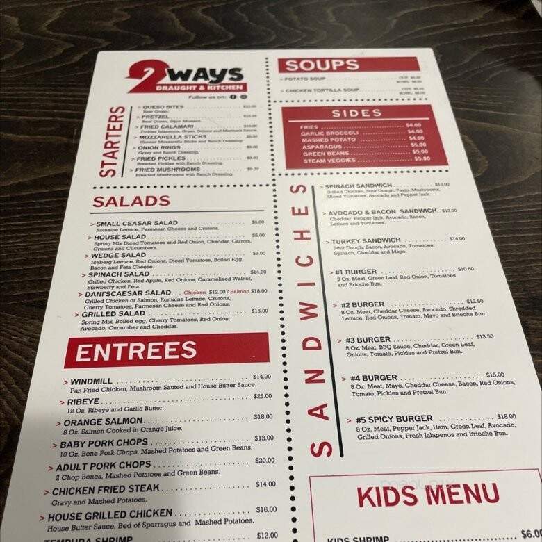 2 Ways Draught & Kitchen - Friendswood, TX menu_pic