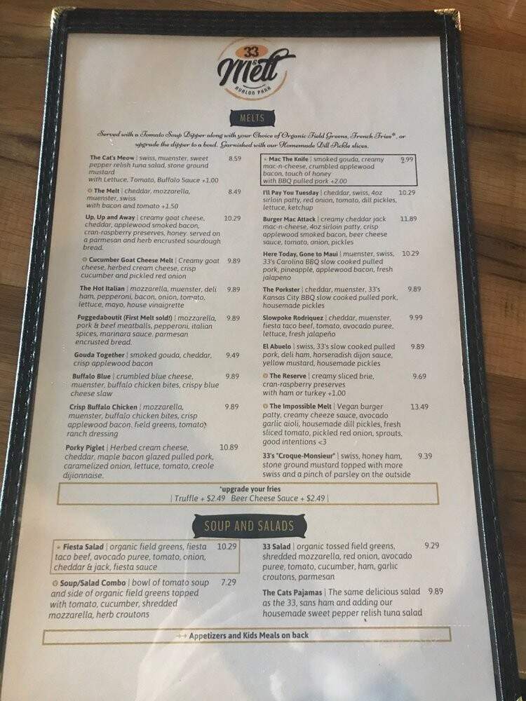 33 & Melt - Orlando, FL menu_pic