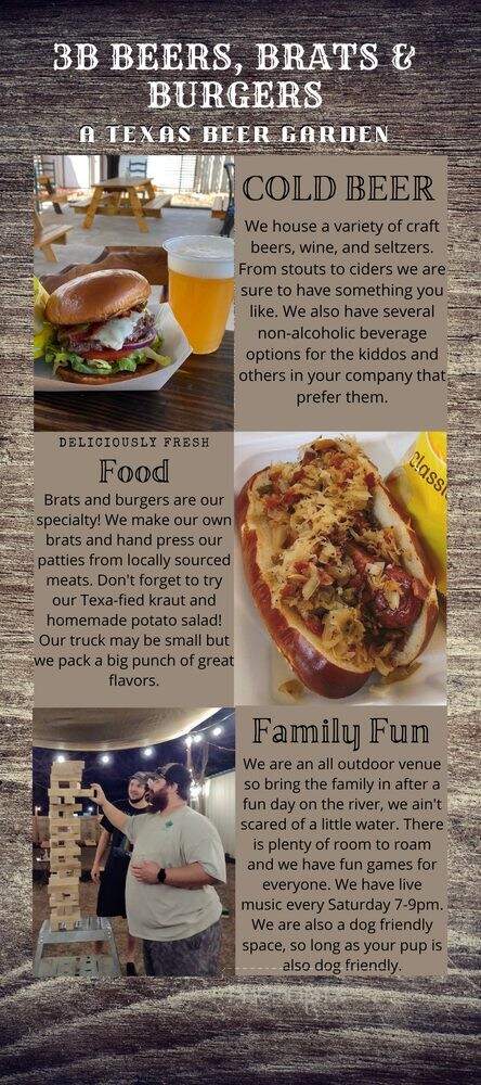 3B Beers, Brats & Burgers - Glen Rose, TX menu_pic