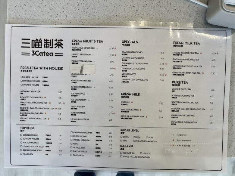 3catea - Milpitas, CA menu_pic