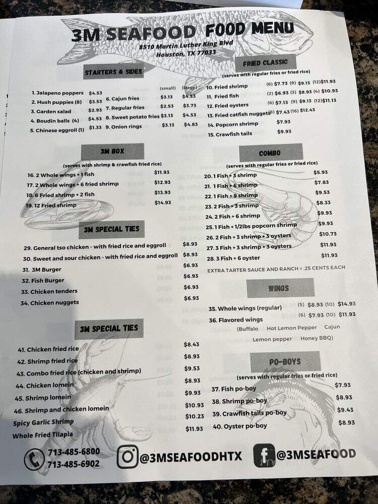 3M Seafood - Houston, TX menu_pic