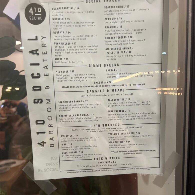 410 Social - Berlin, MD menu_pic
