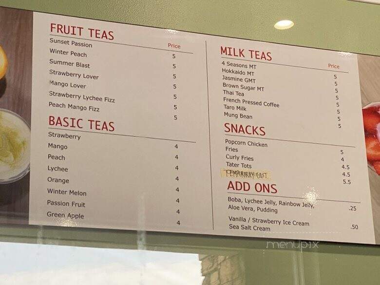 4 Seasons Tea House - Rosemead, CA menu_pic