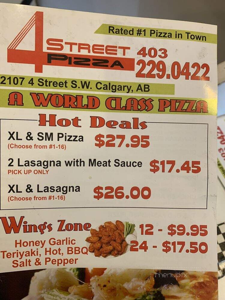 Fourth Street Pizza - Calgary, AB menu_pic