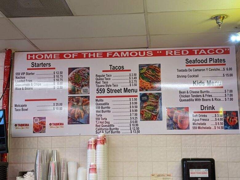 559 Taqueria - Fresno, CA menu_pic