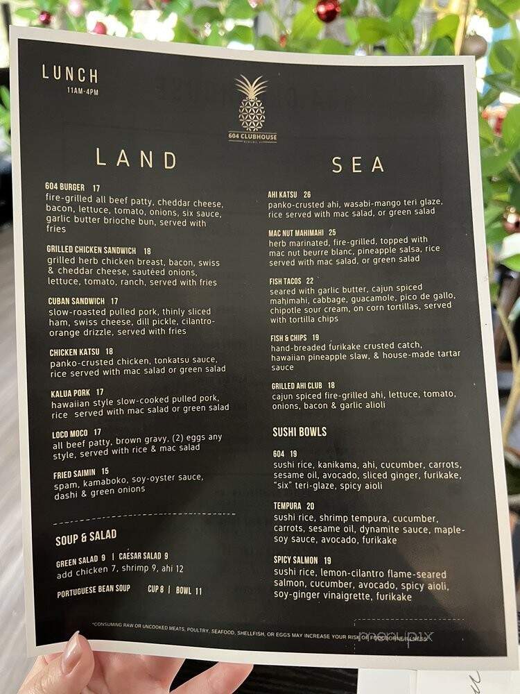 604 Clubhouse - Mililani, HI menu_pic