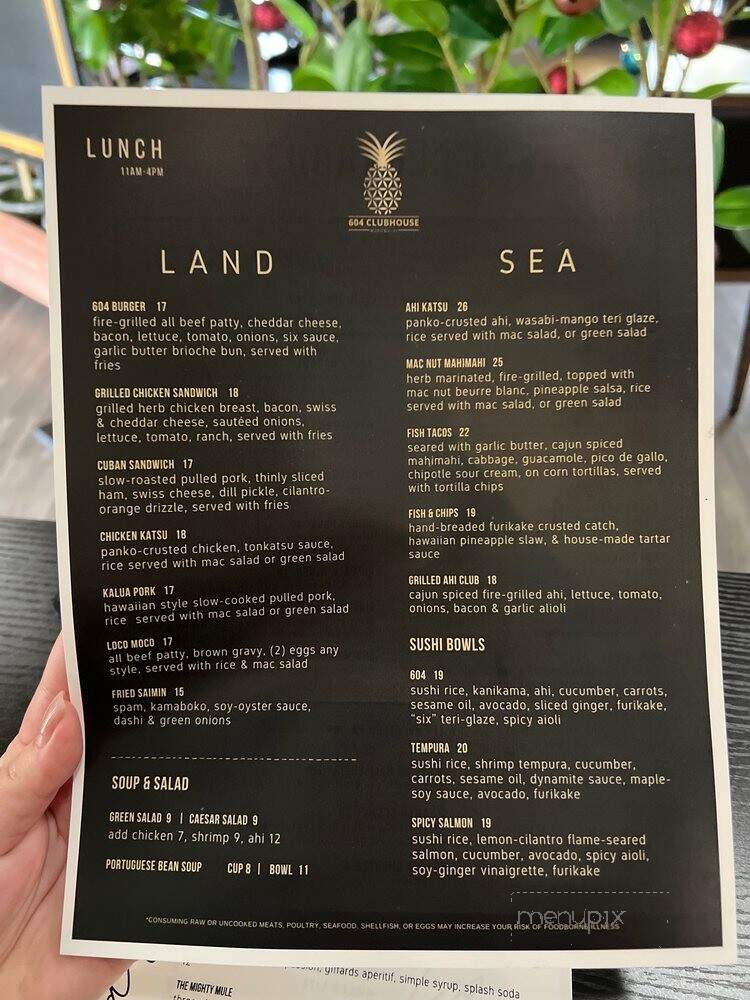 604 Clubhouse - Mililani, HI menu_pic