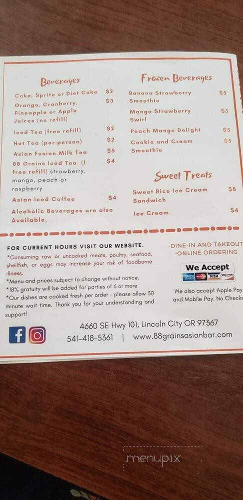 88 Grains Asian Fusion Bar - Lincoln City, OR
