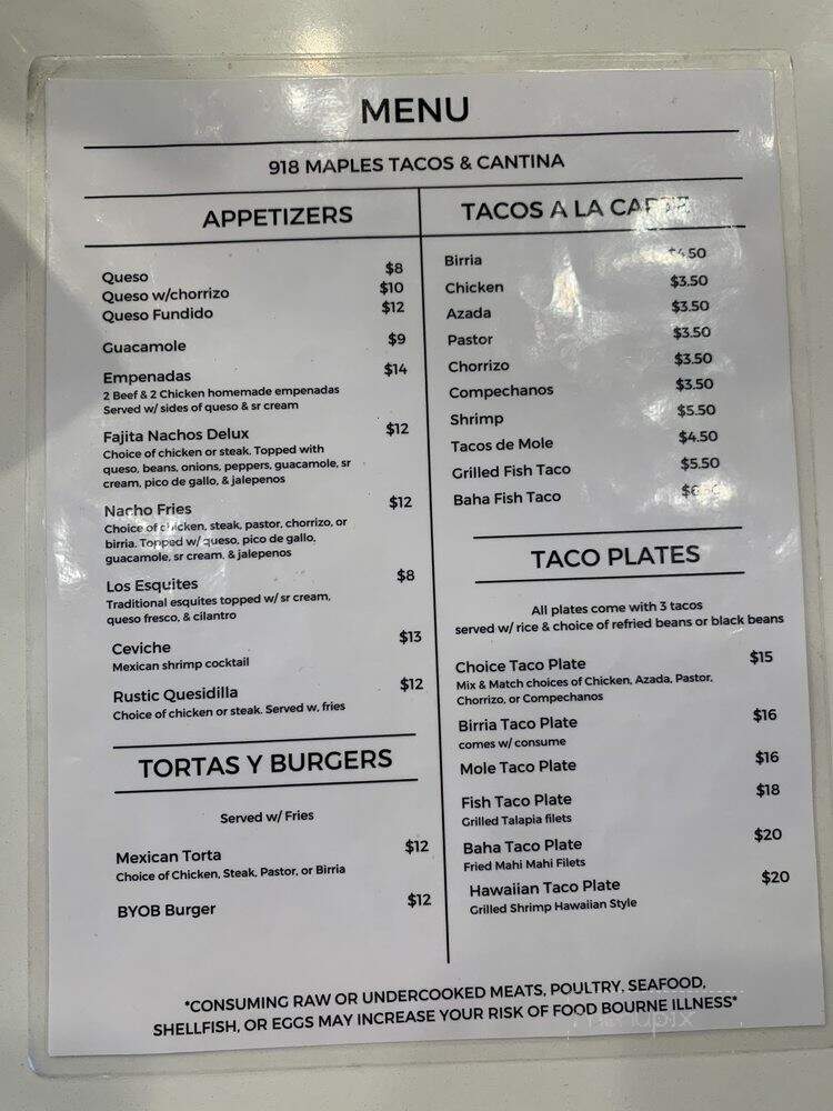 918 Maples Tacos & Cantina - Tulsa, OK menu_pic