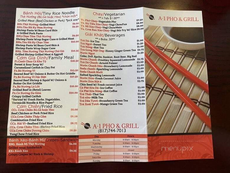 A-1 Pho & Grill - Haltom City, TX menu_pic