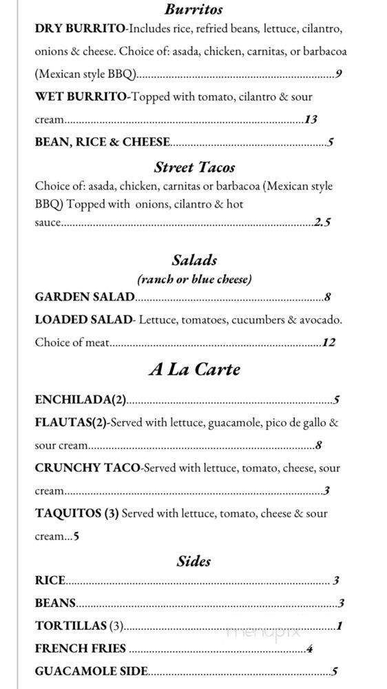 Abby's Mexican Grill - Huntington Beach, CA menu_pic