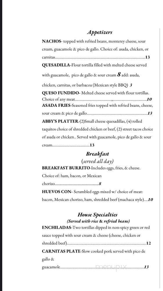 Abby's Mexican Grill - Huntington Beach, CA menu_pic
