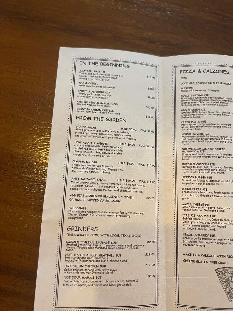 Aboveground Pizza - New Braunfels, TX menu_pic